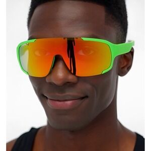 Shield Sunglasses Sport Cycling Glasses Windproof UV Protection‎ Green Frame New